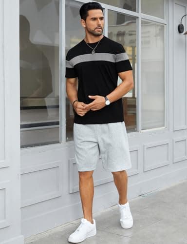 Hardaddy Men's Short Sleeve Tee Color Block Crew Neck Pullover Casual Basic Shirts Black XXL - Thumbnail 4