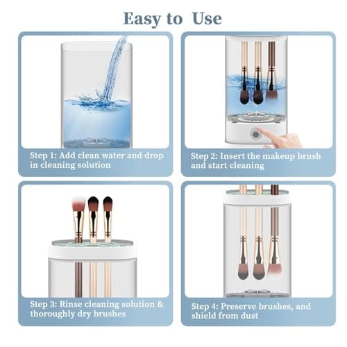 Electric Makeup Brush Cleaner Machine, 7000 RPM Deep Clean for All Make up Brush Types, Automatic Beauty Tool for Home & Travel, Ideal Gift for Women Wife Girlfriends (Transparent) - Thumbnail 6