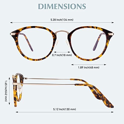 LINVO Fake Glasses Retro Round TR90 Frame Eyeglasses Non Prescription Clear Lens for Women Men - Thumbnail 6