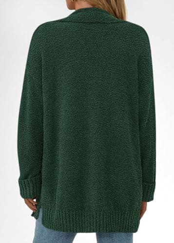 KIRUNDO Cardigan Sweaters for Women 2026 Fall Chunky Fuzzy Knit Open Front Loose Long Sleeve Sweater Coats Winter Clothing(Dark Green, X-Large) - Thumbnail 2