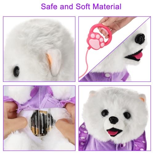 GOBRILLFUN Walking Dog Toy Remote Control, Walking and Barking Robot Dog, Electronic Plush Puppy Toy for Kids Age 3-6, Ideal Gift for Girls(Great Pyrenees) - Thumbnail 4