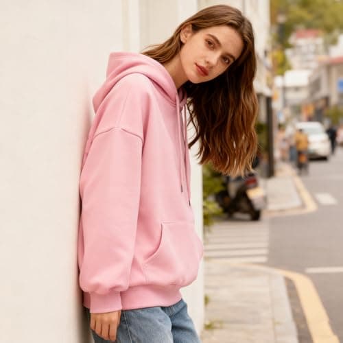 Enthowother Palm Puff Hoodie for Women, Cute Palm Pink Graphic Pullover Sweatshirt (Blue,Medium) - Thumbnail 6