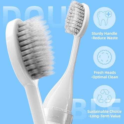 LRTOEH Travel Toothbrush with Built-in Toothpaste Container, Foldable Toothbrush with 2 Soft Brush Head, Portable Reusable Toothbrushes for Business Trips, Camping, Travel Size（White） - Thumbnail 4