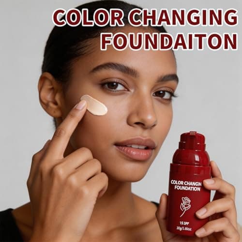 BARUBT White Color Changing Foundation, Self Adjusting Korean Makeup Base For Mature Skin, Hydrating Liquid Concealer And Sweatproof Face Cosmetic 1.06 Ounce 1PCS - Thumbnail 5