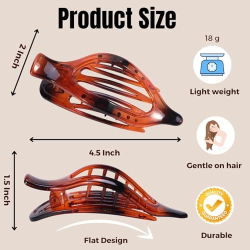 8 Pack Clear Flat Hair Clips – Matte Claw Clips for Women & Girls, Fresh Aesthetic Hair Accessories, Strong Hold No-Slip Barrettes for Summer & Everyday Styling - Thumbnail 2