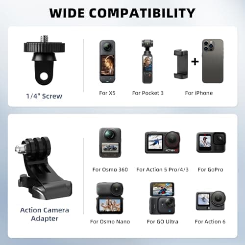 Flymile Motorcycle Windshield Clip Mount for Insta360 X5/X4/X3, Motorbike Windscreen Aluminum Metal Clamp Quick Release for GoPro Hero, for DJI Osmo Action 5/4/3/Pocket 3/360 Camera Accessories - Thumbnail 2