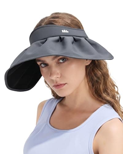 BENEUNDER Sheel Sun Hats for Women Wide Brim Foldable UV Protection UPF50+ Visors for Outdoor Travel Vacation Blue Gray