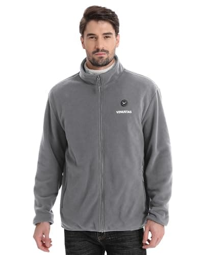Venustas Men's Fleece Heated Jacket with Battery Pack, Soft Lightweight Heated Coat for Outdoor - Thumbnail 2