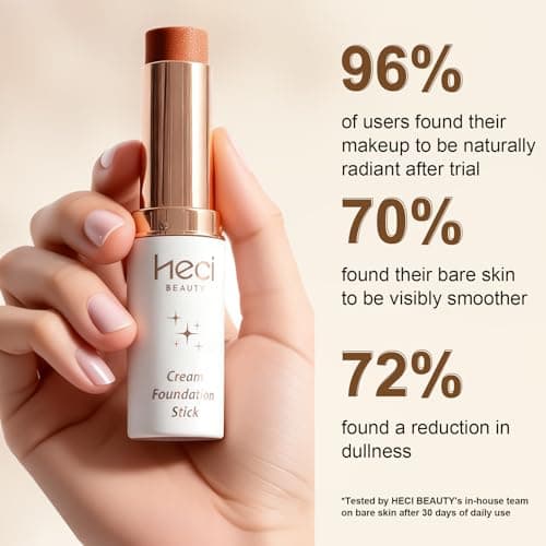 HECI BEAUTY Tinted Foundation Stick, Balm to Cream Foundation with Light to Medium Coverage, Infused with Hydrating Ingredients,Deep, 0.25 oz - Thumbnail 3