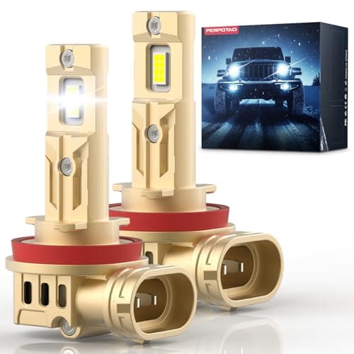 PERPOTAO H11 Bulbs, Up to 40 Years Lifespan, 800% Ultra-Brightness H8/H9, 46000LM, 1:1 Halogen Mini Size, 6000K White,Plug-and-Play, 2-Pack - Image 1