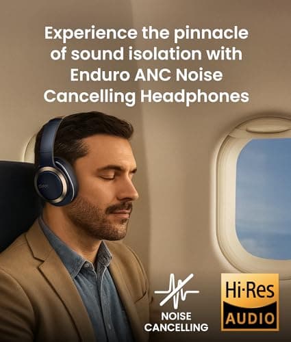 Cleer Enduro ANC Noise Cancelling Over the Ear Bluetooth Headphones with Mic, 60 Hrs Playtime, Noise Canceling, Ambient EQ Modes, Hi-Res Audio, Deep Bass, Multi-Point Connect, Bluetooth 5.0, Dark Navy - Thumbnail 5