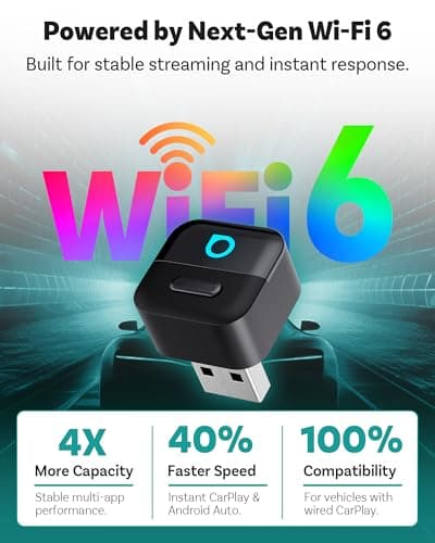 OTTOCAST Mini Pico Wireless CarPlay Adapter, No More Cables, Dual Phone Memory, One-Button Switch, Wi-Fi 6 & Bluetooth 5.4 - Thumbnail 4