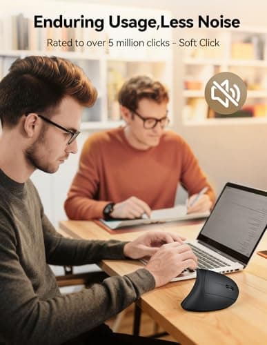 TECKNET Rechargeable Wireless Ergonomic Mouse,2.4GHz USB Vertical Mouse with Silent Click,4800 DPI Mouse with 6 Adjustable DPI,6-Button Computer Mouse for Laptop,PC, MacBook (No Batteries Needed) - Thumbnail 4
