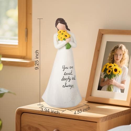 VOFSTAND for Mom from Daughter Son –9.25'' Large Size Sunflower Figurine with “You are Loved Deeply and Always” Message – Birthday Gift for Mom, Inspirational Home Decor Keepsake - Thumbnail 3