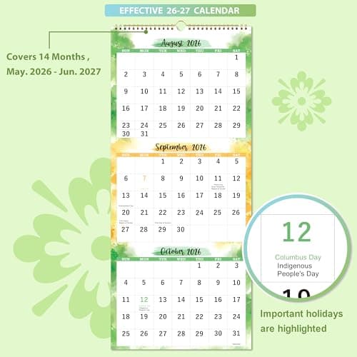 2026-2027 Calendar - 3 Month Wall Calendar 2026-2027 Display (Folded in a Month), May 2026 - June 2027, 11" x 26", Vertical Calendar with Thick Paper, 2027 Wall Calendar for Organizing & Planning - Thumbnail 5