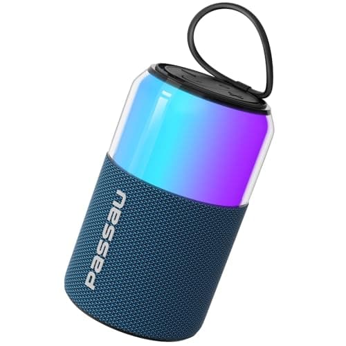 Passau Portable Bluetooth Speaker with Lights Show, 15W Loud Clear Sound, White Elephant Gifts for Adults, BT 5.4, LED Lights up Speakers Stocking Stuffers Gifts for Kids, Teen, Girls, Boys (Blue)