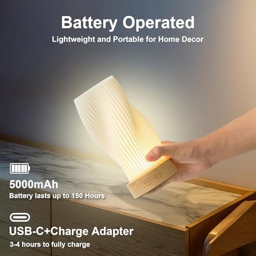 KARTOOSH Battery Operated Portable Desk Lamp Set of Two, Dimmable Cordless LED Table Lamp,3 Colors & Memory Function, Modern Rechargeable Bedside Lighting for Living Room, Bedroom, White, 8.6inch - Thumbnail 2