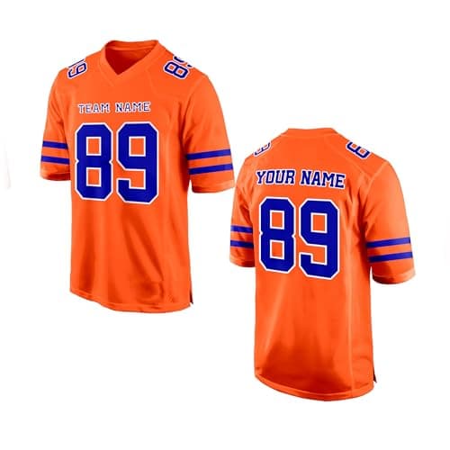 Orange Blue Custom Football Jersey for Women Men Team Clothing Name Number Jerseys Personalized Shirt Youth Kids Customized Football Uniform Fans Birthday Gift - Thumbnail 6
