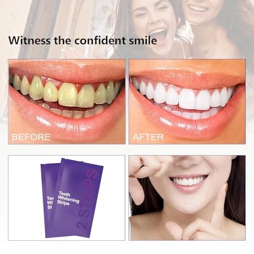 Gentle Daily Purple Teeth Whitening Strips – Enamel-Friendly, No Peroxide Formula for Sensitive Teeth, Reduce Surface Coffee & Tea Stains, Portable Teeth Care for Home & Travel (14 Strips) - Thumbnail 3