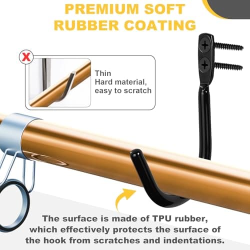 TOPTOYBOX Fishing Rod Holder for Garage, Fishing Rod Holder, Wall Mount Fishing Pole Holders, Rod Holder with Soft Protective Pad, Garage Organization (30) - Thumbnail 4