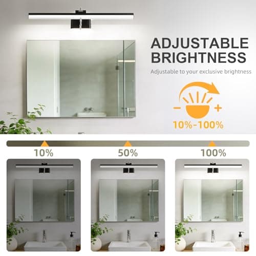 TYhogar Modern Bathroom Light Fixtures 23 inch Led Vanity Lights,11W,Rotatable,Black BAR Bathroom Lighting fixtures Over Mirror,4000K Daylight Dimming Wall Light Fixtures for Bedroom - Thumbnail 4