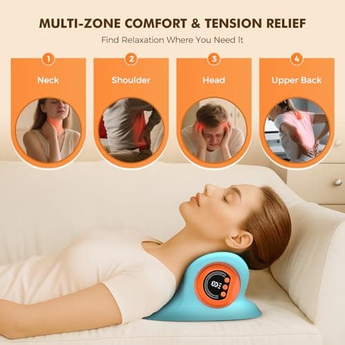 Neck Massager 2026 Portable Neck Traction Device, Cervical with Heating & Vibration–Relieve Muscle Tension,4-in-1neck Customizable Massage Modes with Wireless Remote Control - Thumbnail 3