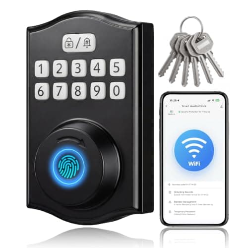 RUIKANG Power Built-in WiFi Smart Lock, Keyless Entry Door Lock for Front Door, Fingerprint Keypad Deadbolt, App Remote Control, No Hub Needed, 6 Backup Keys, Ideal for Home & Rental - Image 1