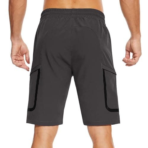 MOURCE Men's Hiking Shorts 9" Quick Dry Lightweight Elastic Waist Outdoor Fishing Golf Shorts, Grey 2XL - Thumbnail 2