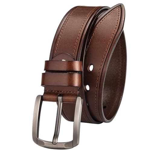 Rollslatte Full Grain Genuine Leather Belt Men, 1.5" Wide Khaki Real Leather Western Cowboy Men's Belts for Trousers Belt Size 38 - Image 1