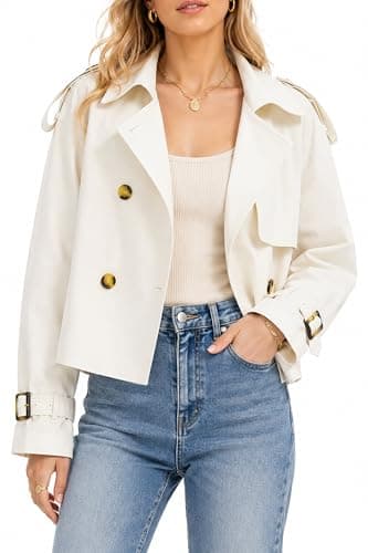 Orolay Women's Cropped Trench Jackets Double Breasted Short Trench Jacket Spring Jackets Trendy Outfit - Image 1