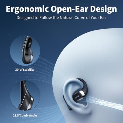 Open Ear Headphones,Over Ear Earbuds with Ergonomic Earhook,Bluetooth Headphones 5.4 with Smart Digital Display,40H Playtime,IPX6 Waterproof,Touch Control Operate Fit Cycling,Running,Workout(Black) - Thumbnail 5