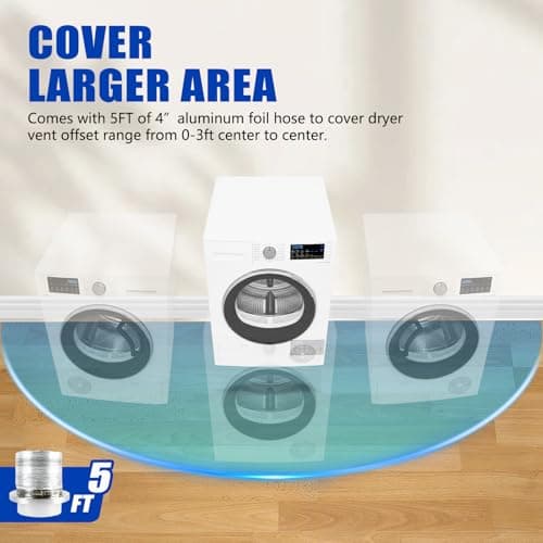 Aluminum Alloy 4 Inch Dryer Vent Hose Connector Kit, Quick Setup Design With Extra Thick(6-Ply) Aluminum Foil 5 Ft Duct And 2 Clamps, Antioxidant And Durable For Dryer Washer Bathroom - Thumbnail 5
