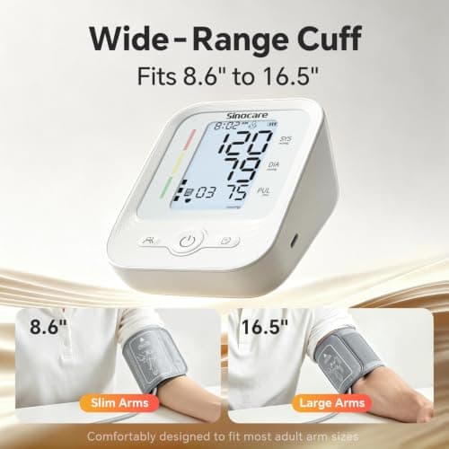 Sinocare Upper Arm Blood Pressure Monitor for Home Use with Adjustable Cuff - Thumbnail 4