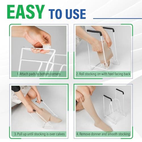 Compression Sock Aid Device – Stocking Donner for Seniors, Adaptive Sock Putting-On Tool, Medium Calf (<18”), Compatible for JOBST, SB SOX, CHARMKING, White - Thumbnail 3