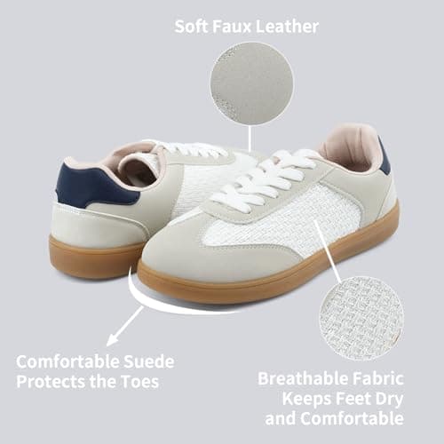 JENN ARDOR Women's Fashion Sneakers：Non-Slip Rubber Sneakers for Walking, Breathable Faux Leather & Suede Upper, Memory Foam Insole Womens Shoes for Daily Wear & Casual Outfits - Thumbnail 4