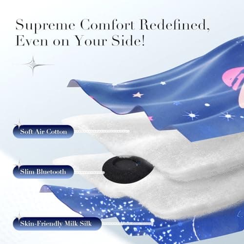 LC-dolida Sleep Mask with Bluetooth Headphones, Extra Large Silk Eye Mask for Sleeping Side Day Sleepers, Sleep Headphones Bluetooth 5.4 for Women Men with Thin Speaker, Blackout, Comfort, Microphone - Thumbnail 4