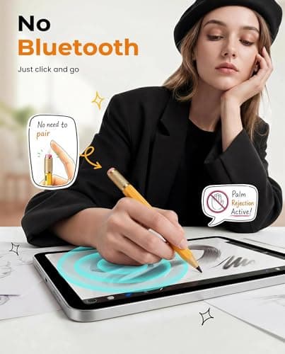 OMOTON Stylus Pen for iPad 2018-2026, SP02 Pencil with Fidget Spinner, Tilt Sensitivity & Palm Rejection, Long Battery for iPad Pro/Air/Mini，Unique Gift for Study, Work & Daily Use - Yellow - Thumbnail 3