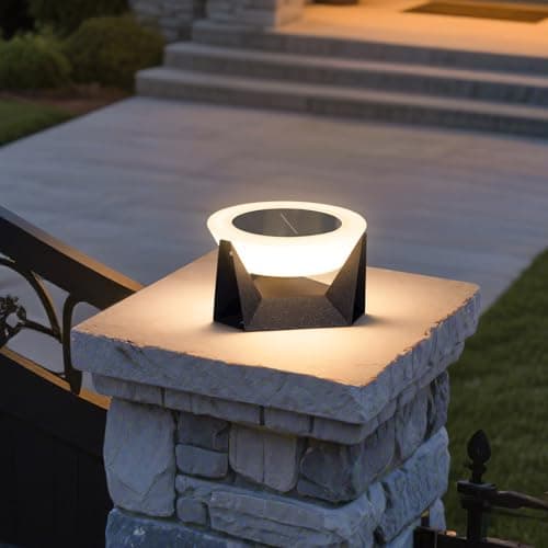 MVBT Solar Post Lights, 7.1" Modern Pillar Light Outdoor, Waterproof Column Lights Solar Powered, 3000K LED Fence Deck Cap Light, Dusk to Dawn Table Lamp for Outside Patio Yard Garden Posts Lighting - Image 1