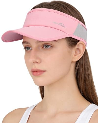 GXCROR Sports Sun Visor Hat Men Women, Lightweight Breathable Quick-Dry Visor Hat, UPF 50+ Tennis Golf Running Visor Pink - Image 1