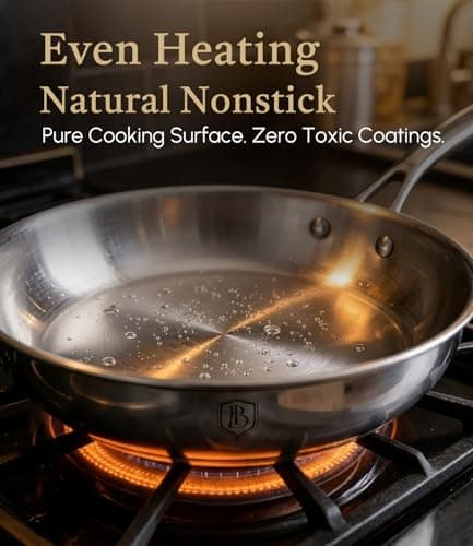Lebof 8 Inch Stainless Steel Pan, 5-Ply Clad Base for Even Heating, 800℉ Oven Safe Frying Pan, Premium Cookware for Induction, Gas & Electric - Thumbnail 5