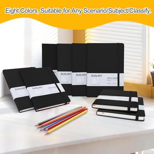 SUQJOY Lined Journal Notebooks for Writing, 100 GSM Thick Paper, 1 Pack Hardcover Notebooks, A5 College Ruled Notebook, Journaling Notebook for School/Travel/Office (Black- 1 Pack) - Thumbnail 6