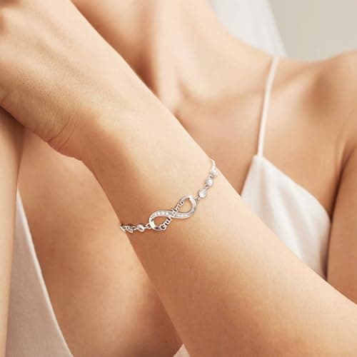 BAYLAY Daughter Gifts from Mom, Infinity Bracelets for Women 18K Plated Silver Infinity Bracelet Gaughter Bracelets from Mom Jewelry Birthday Gifts for Daughter - Thumbnail 3