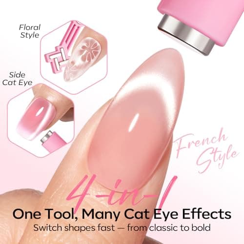 Modelones Gel Polish Cat Eye Magnet for Nails, 5 PCS Nail Magnet Tool Set for Cateye Gel Polish, 4-in-1 Cat Eye Nail Magnet with Magnetic Bead, Heart, Bunny &Circle Cat Eye Magnets for DIY Nail Art - Thumbnail 2