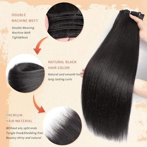 6 Bundles Yaki straight bundles hair,Human Blend Synthetic Hair Yaki Straight for Black Women,Heat Resistant Soft Natural Appearance,No Shedding, No Smell,No Tangle (22 24 26 Inch) - Thumbnail 2