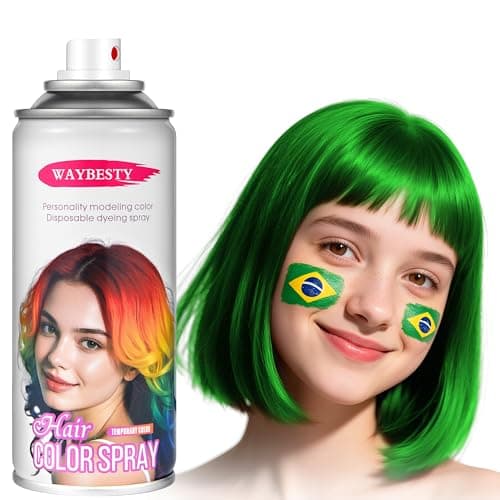 Green Hair Spray Temporary for Kids, Washable Green Hair Color Spray for Women, Men, One-Day Hair Color Wax Dye, Natural Hair Spray for World Cup 2026, Cosplay, Party, St Patricks Day Decor, 120ml - Image 1