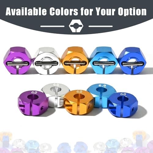 Fraizoe RC Aluminum 12mm Hex Wheel Hub 4Pcs w/Axle Pin M4 Flange Lock Nut Standard M3 M4 Nut 6mm Thickness Wheel Drive Adapter for 1/10 Traxxas HSP Redcat Rc4wd Tamiya Axial SCX10 WLtoy RC Car(25Pcs) - Thumbnail 5