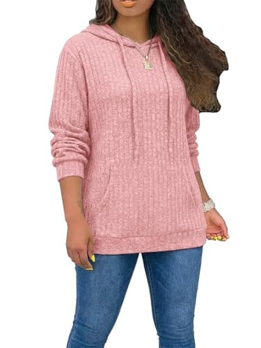 STOLKISS Women's Casual Hoodies Long Sleeve Solid Lightweight Fall Pullover Tops Solid Velvet Loose Sweatshirts with Pockets - Image 1
