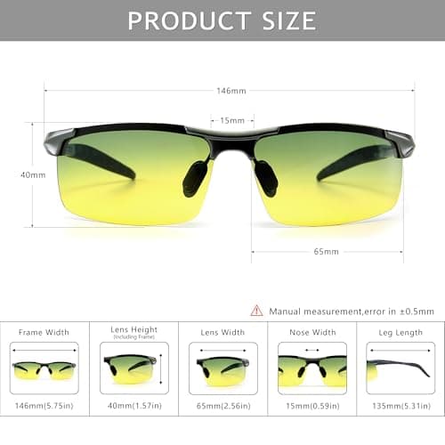 SUNGAIT HD Night Vision Polarized Sunglasses Anti Glare for Night Driving(Gunmetal Frame/Day&Night) 8177QKRY - Thumbnail 5