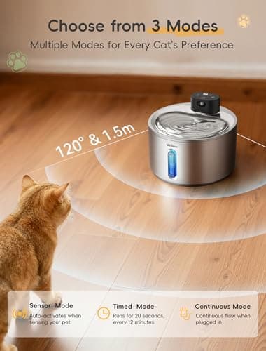 WILKIEE Wireless Cat Water Fountain, 135fl.oz/4L Stainless Steel Cat Fountain Battery Operated, Pet Water Dispenser Cordless for Cats & Dogs Indoor (1 Set Filter) - Thumbnail 3