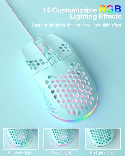 SOLAKAKA SM900 Green Wired Gaming Mouse with Honeycomb Shell,12800 DPI,7 Programmable Buttons,Lightweight Gaming Mice Ergonomic Computer Mouse Gaming for Windows/PC/Mac/Laptop Gamer - Thumbnail 5